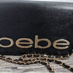 Bebe Fabiola Saffiano Hunter Gold Crossbody Purse Shoulder Bag